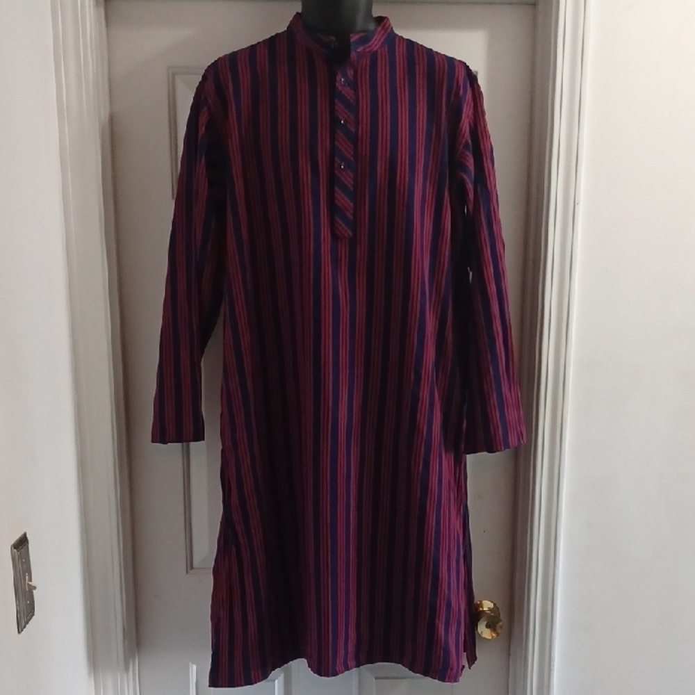 Shatabdi Striped Blue and Red Men's Kurta - Picture 2 of 8